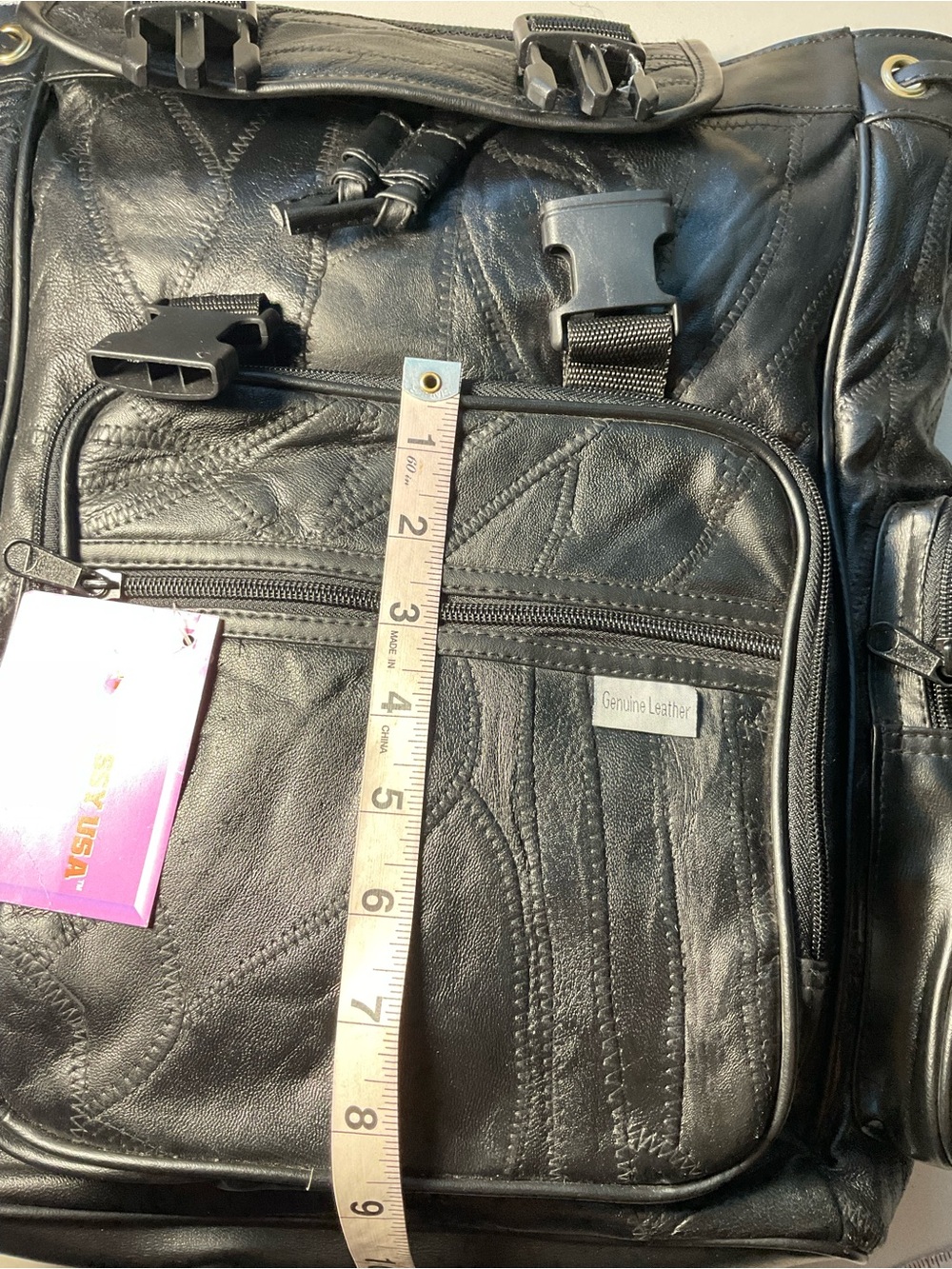 Embassy USA Genuine Leather Black Multi-Pocket Backpack Travel Laptop Bag NWT - Picture 5 of 10